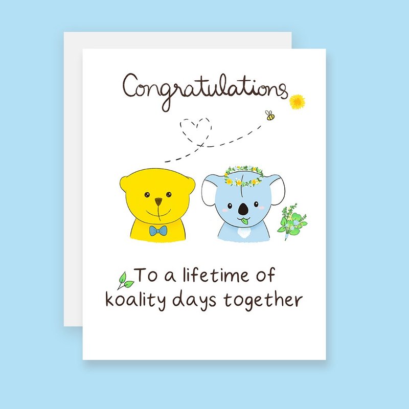 Personalised Wedding Card, Mr & Mrs Card, Cute Koala Wedding Card - 卡片/明信片 - 紙 