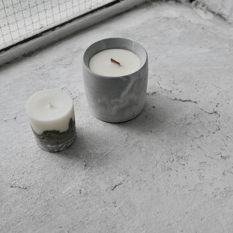 concrete candle - marble grey (cedar, ebony, pear) - Candles & Candle Holders - Cement Gray