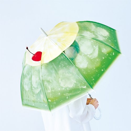FELISSIMO (授權販售) Pinkoi 品牌形象館 【YOU+MORE!】沁涼冰淇淋蘇打透明傘-透明綠