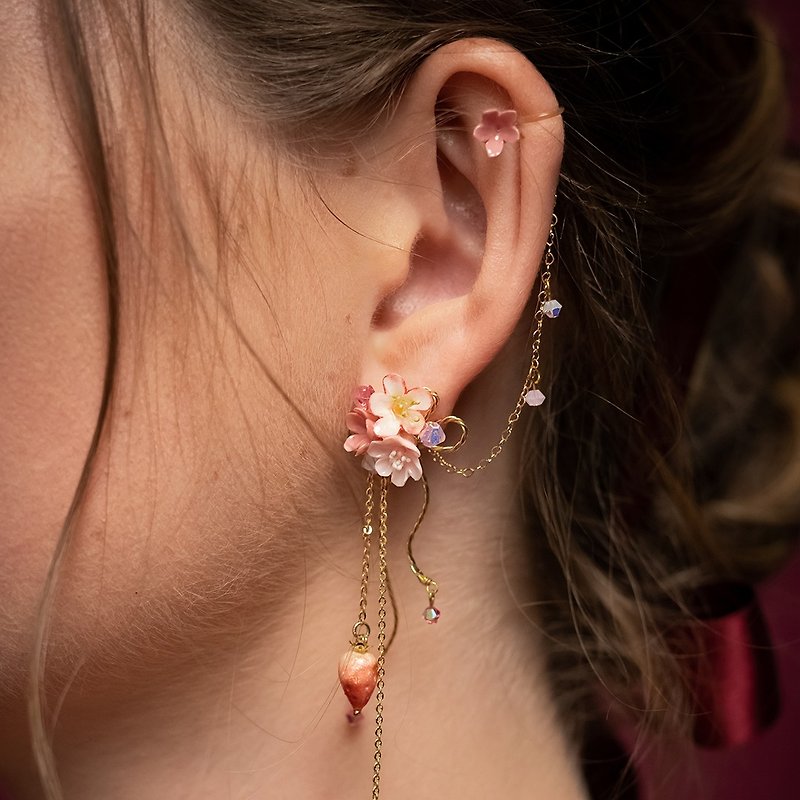 Venus's Kiss 5-in-1 14K Gold-plated 925 Silver Earrings - Earrings & Clip-ons - Crystal Pink