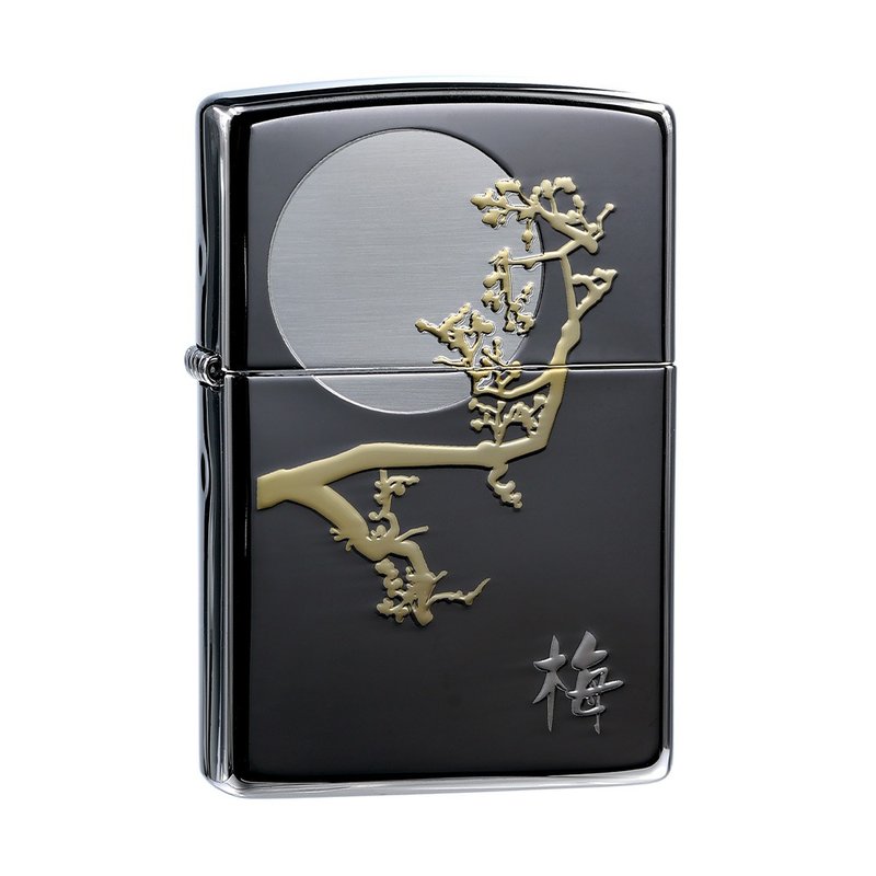 [ZIPPO official flagship store] Moonlight Plum Blossom Windproof Lighter ZA-1-62B - Other - Copper & Brass Gray