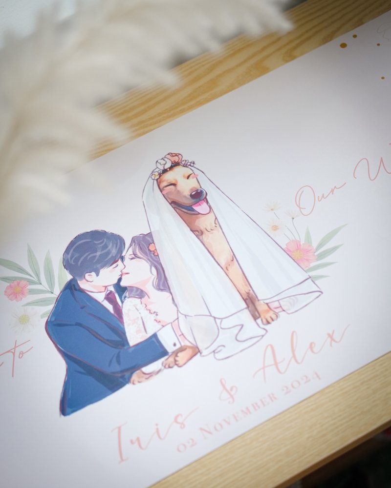 Personalised Wedding Guest Signing Fabric ⋯ Custom Portraits - โปสเตอร์ - วัสดุอื่นๆ 