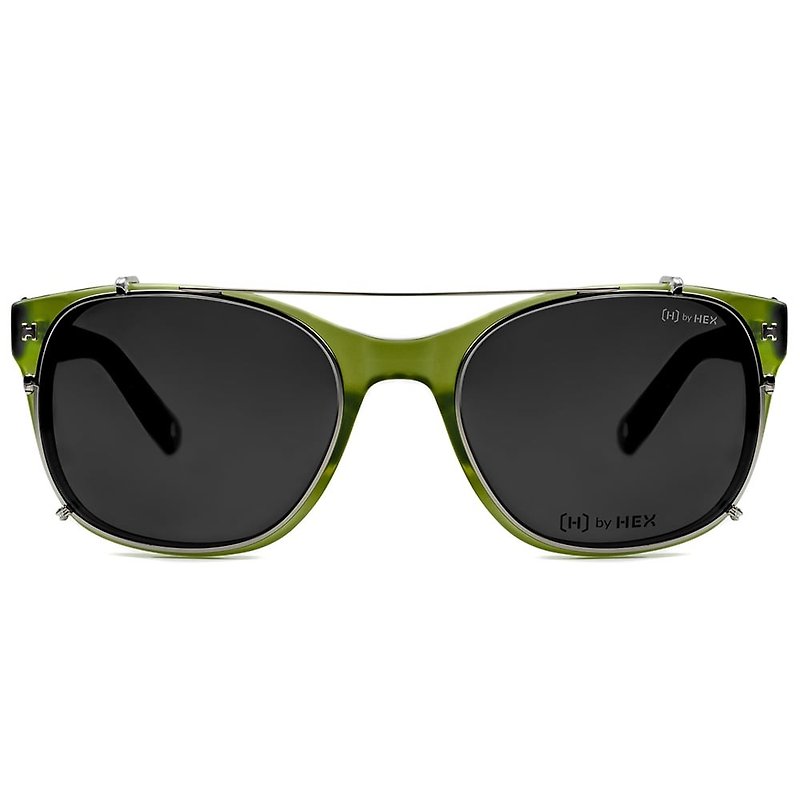 光學眼鏡配前掛墨鏡 | 太陽眼鏡 | 透明墨綠色 | 台灣製造 | 膠框 - 眼鏡/眼鏡框 - 其他材質 綠色