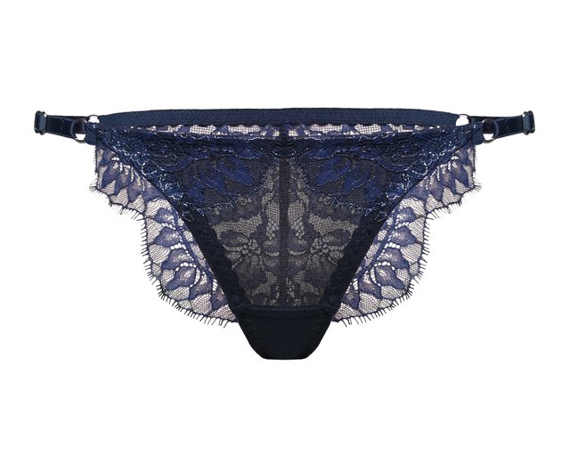 Dark blue lace sexy lingerie - Brazilian panties - Mesh
