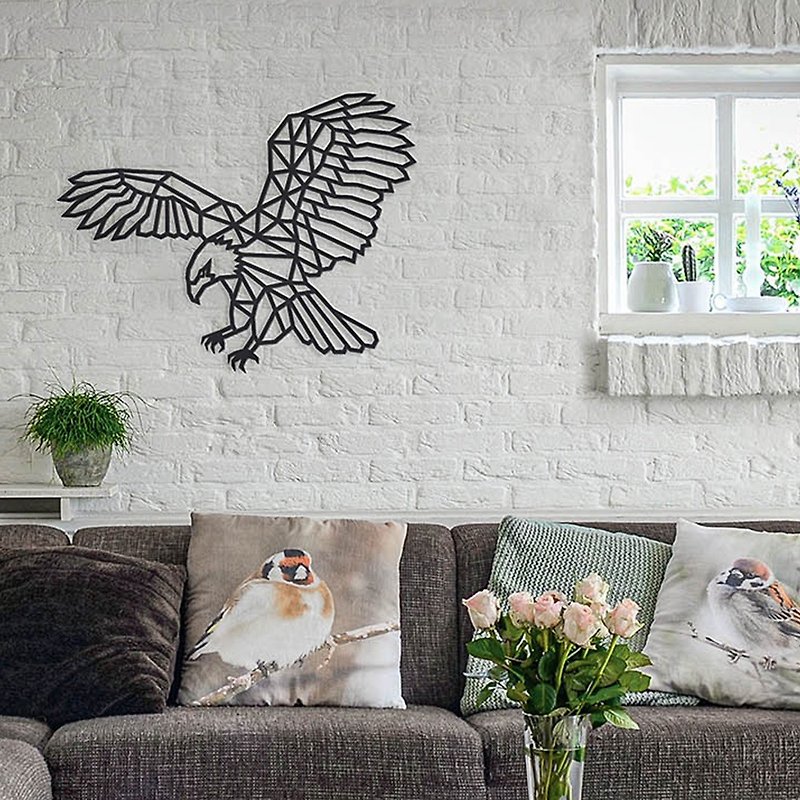 Hand-made geometric wall decoration American Eagle wooden combination black wall sticker - Wood, Bamboo & Paper - Wood Black
