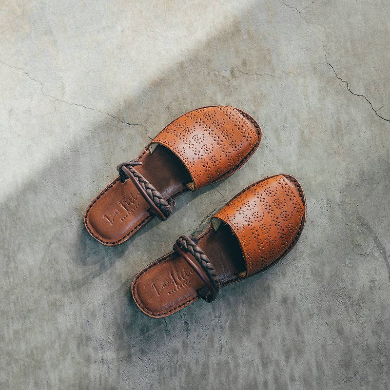 Summer cool 2way sandals and slippers_ red Brown - Sandals - Genuine Leather Brown