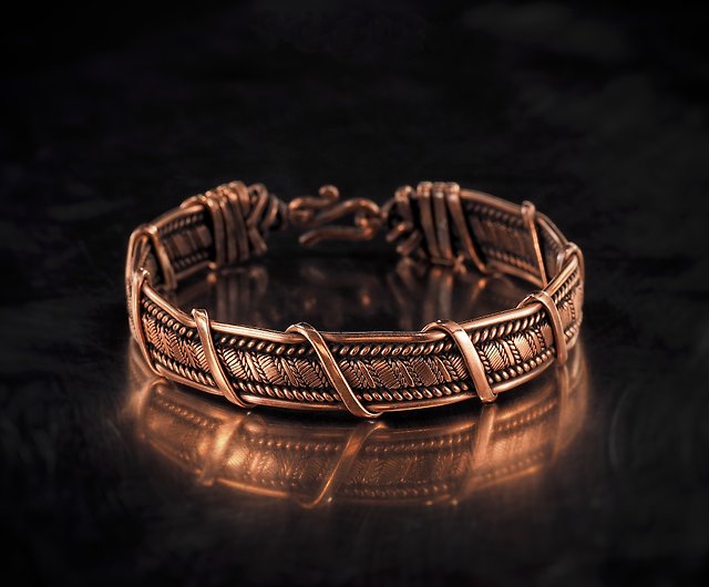 Wire wrapped copper bracelet for him or her Unique stranded woven wire  bracelet - Shop Wire Wrap Art Bracelets - Pinkoi