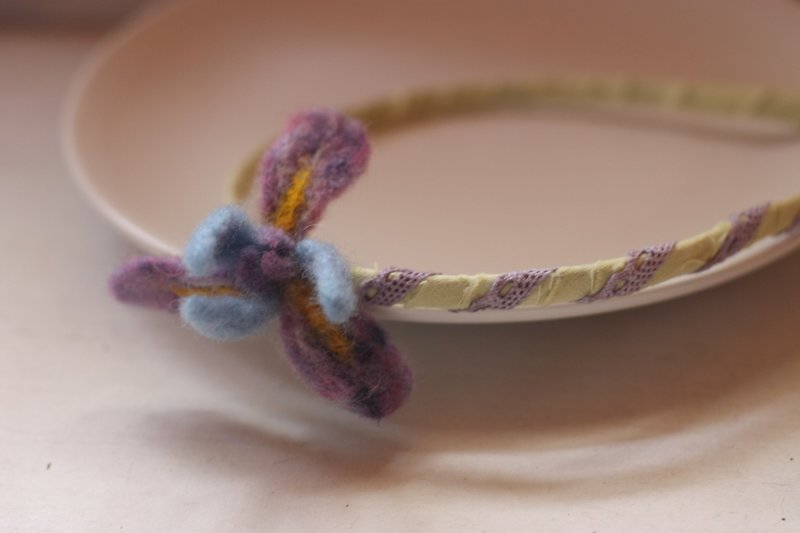 Natural plant dyed iris flower headband customized - Headbands - Wool Purple