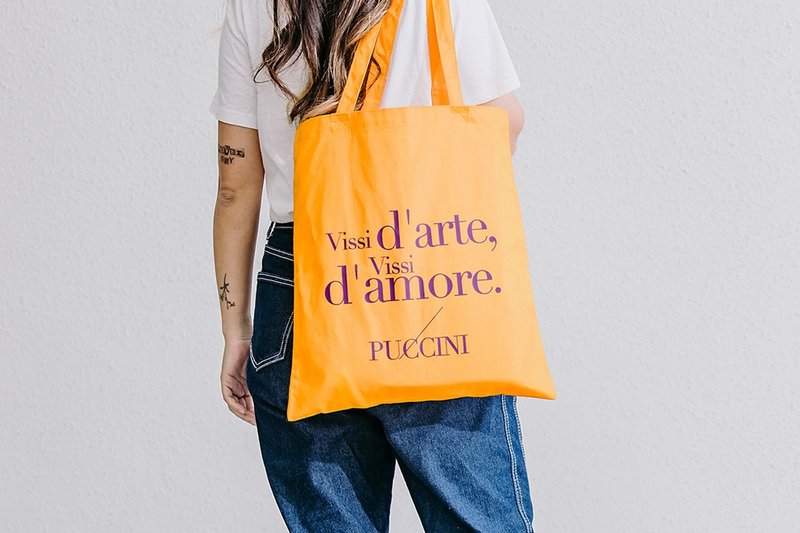 Artist Motto_Soft Cotton Thin Bag Puccini Puccini Capricorn - กระเป๋าถือ - ผ้าฝ้าย/ผ้าลินิน 