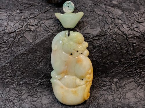 淳玉晶品坊 免費開光 快速出貨 天然A貨緬甸玉翡翠 財貔貅吊飾手工雕大元寶