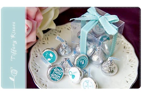 幸福朵朵 婚禮小物 花束禮物 KISSES水滴巧克力(8顆入)小禮盒(Tiffany色緞帶)