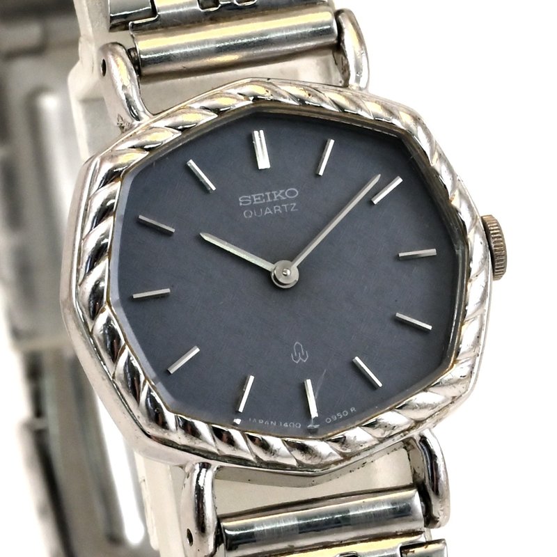 送料無料 SEIKO セイコー シャリオ 1400-5580 女性用腕時計 クォーツ グレー文字盤 オクタゴン 手錶 古董錶 復古手錶 日本直送 - 女錶 - 不鏽鋼 