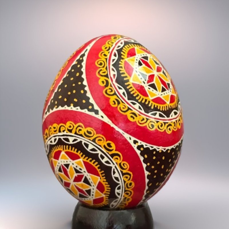 烏克蘭復活節彩蛋 純手工彩繪雞蛋殼 胡特爾式彩蛋 - 擺飾/家飾品 - 其他材質 黑色