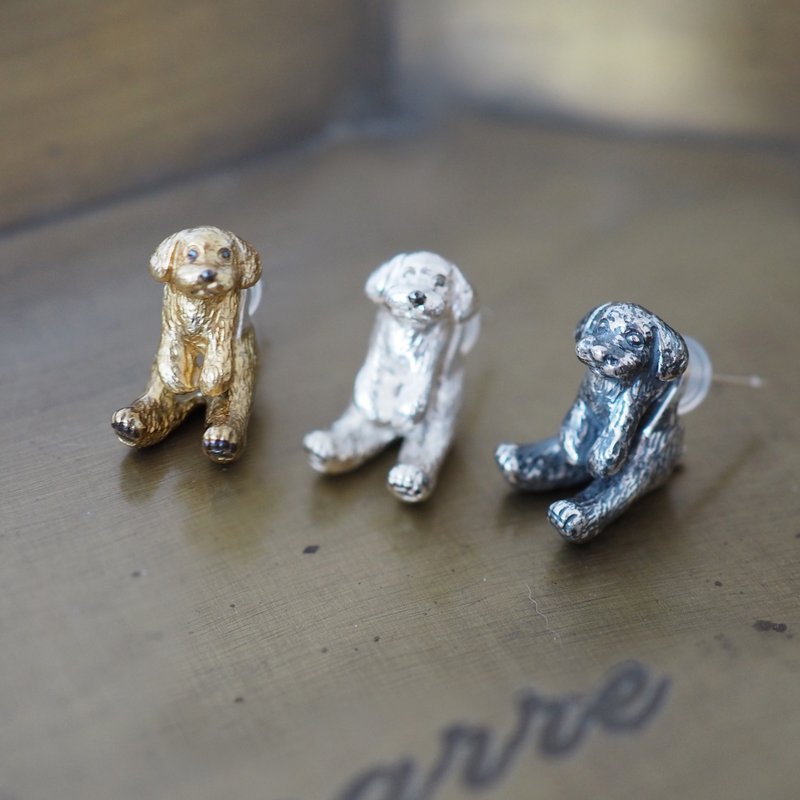 もこもこトイプードルSilverピアス 片耳 - 耳環/耳夾/耳骨夾 - 純銀 銀色