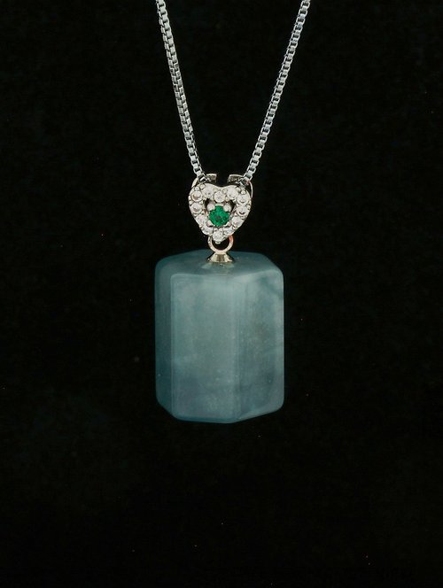 HK-Accessories 海藍寶原石水晶頸鍊-1 ( Raw Aquamarine Crystal Necklace-1 )