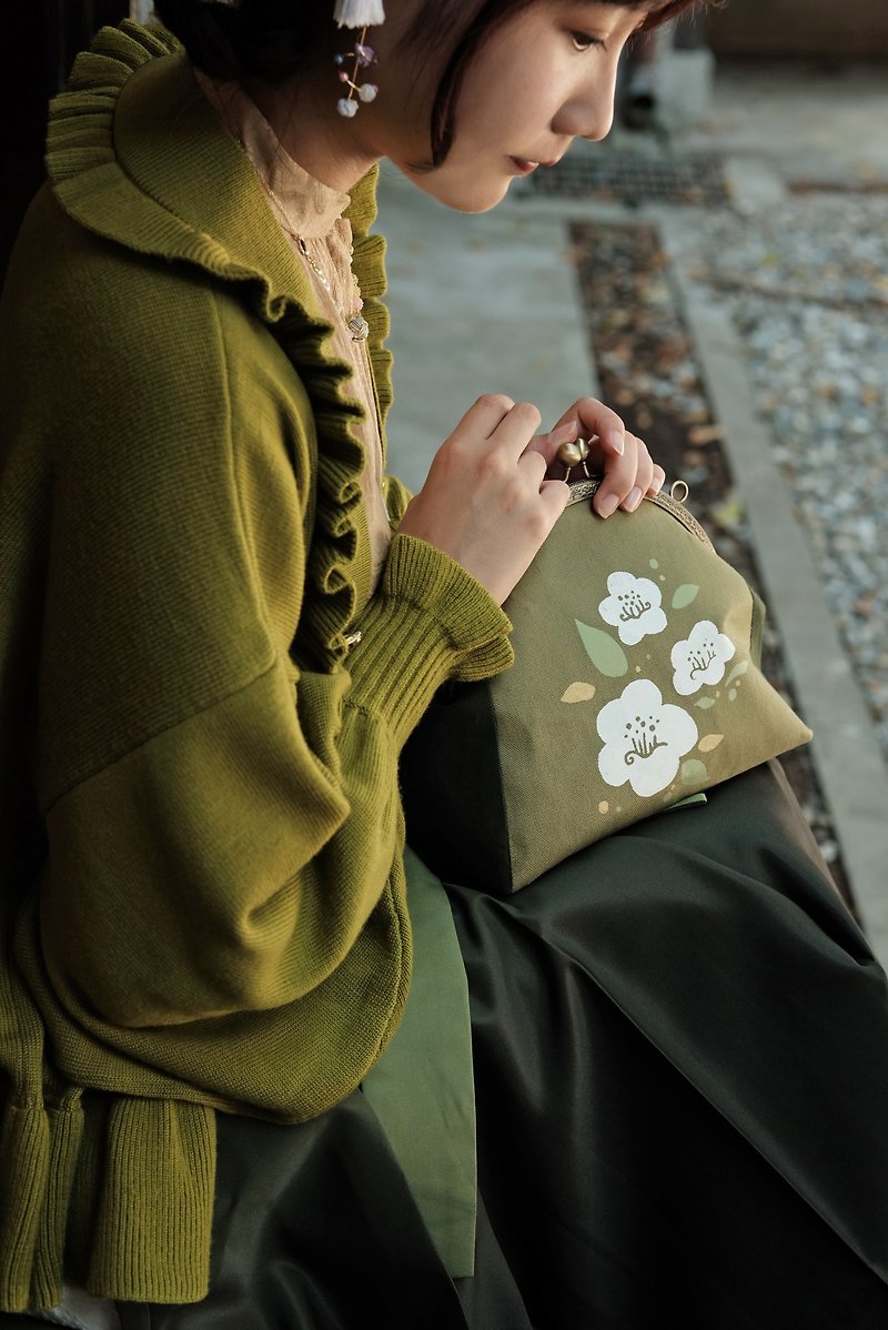 【Sunday Spring】Golden Bag/Side Backpack/Clutch Bag/Storage Bag - Messenger Bags & Sling Bags - Cotton & Hemp Green