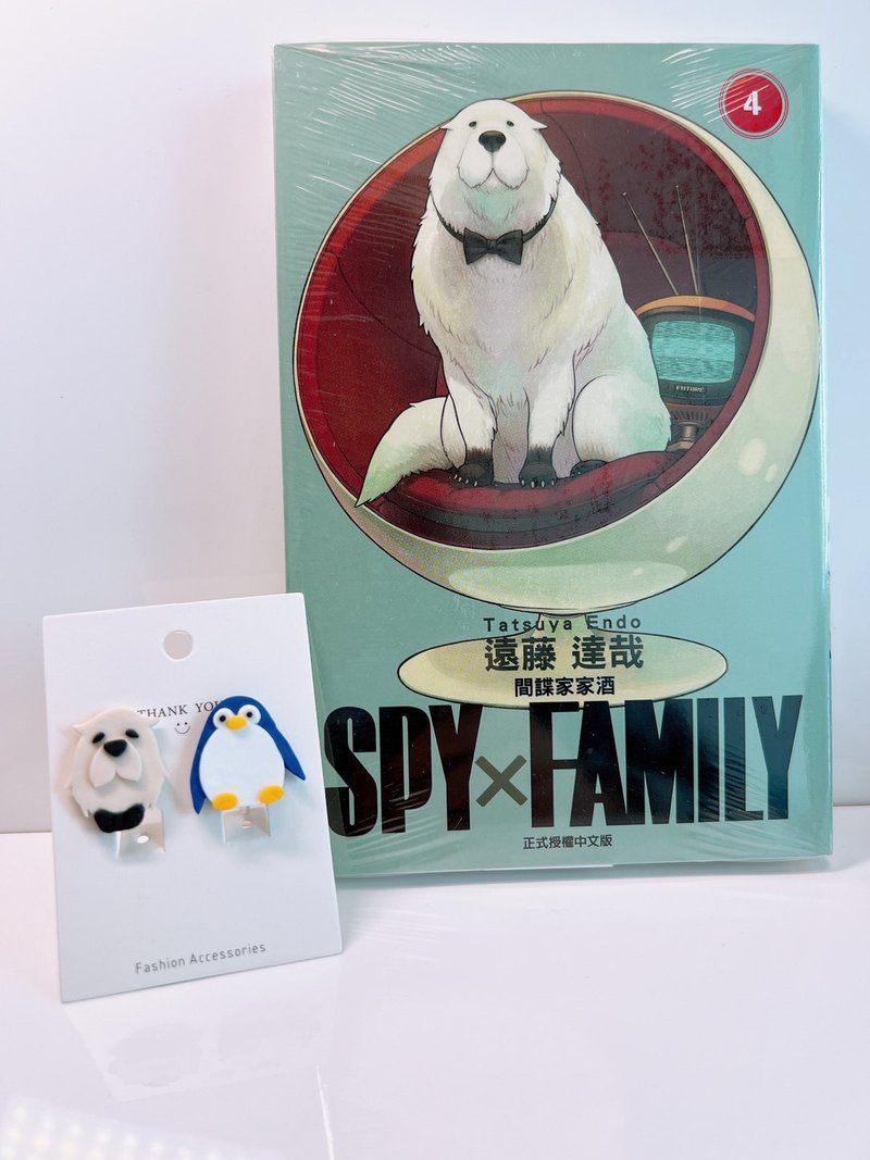 [SPY×FAMILY] Theme model - Bond & Penguin doll original design polymer clay earrings / Clip-On - Earrings & Clip-ons - Pottery 