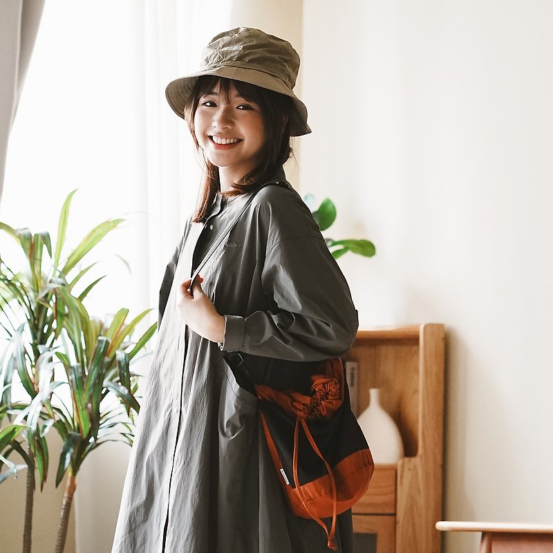【日常適用】索繩斜肩袋 - 3色選擇 (YB482) - 水桶袋/索繩袋 - 尼龍 橘色