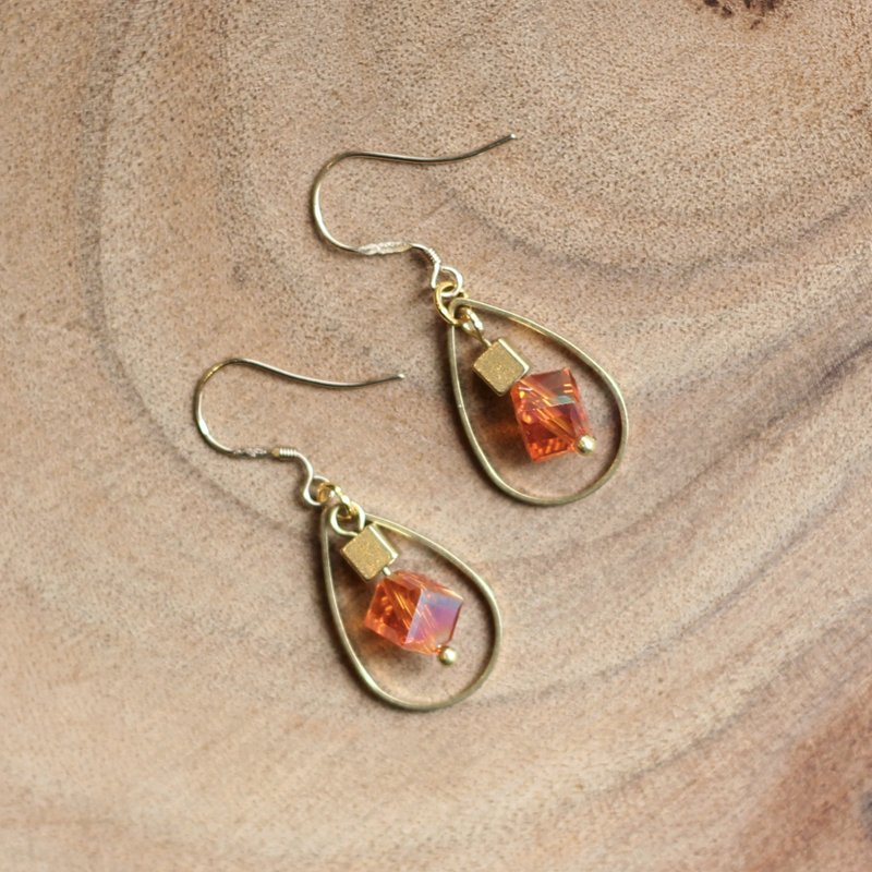 orange water drop - Earrings & Clip-ons - Glass 