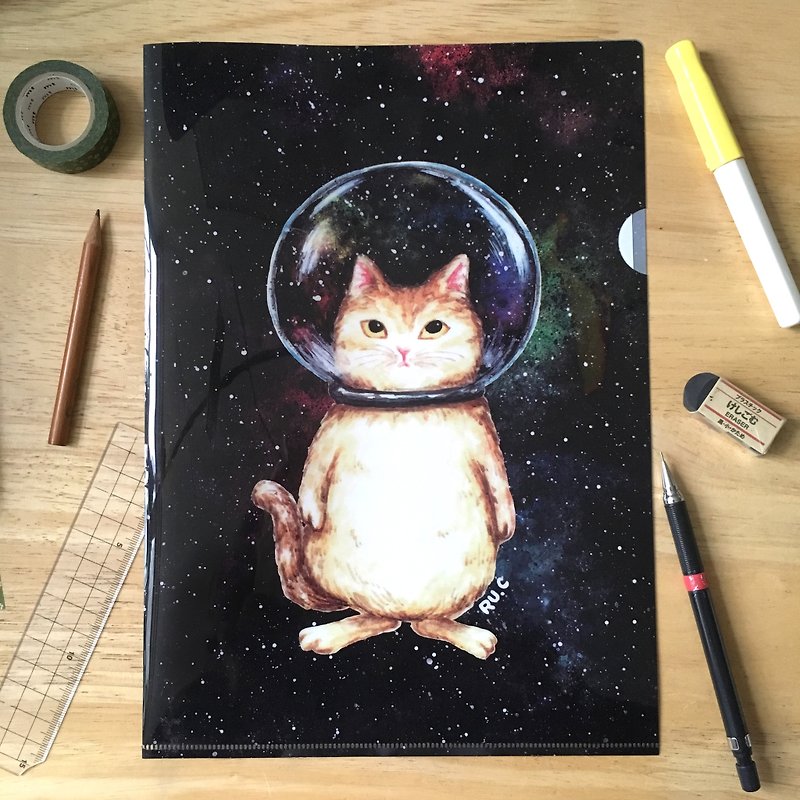 Cats in Space Glass Bowl Plastic Folder - Folders & Binders - Plastic Multicolor