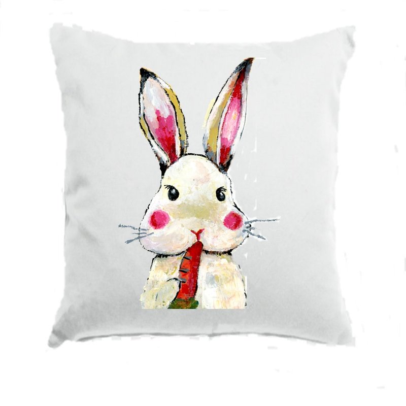 Self-portrait of a spotted cream rabbit in the Forest of Fontainebleau, France - Pillows & Cushions - Other Materials White