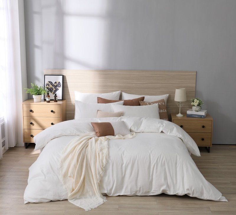 [Enke Home] CLASSIC2 Cloud White Bed Pack Pillowcase Set Bed Pack Quilt Set American Pillowcase - เครื่องนอน - ผ้าฝ้าย/ผ้าลินิน 