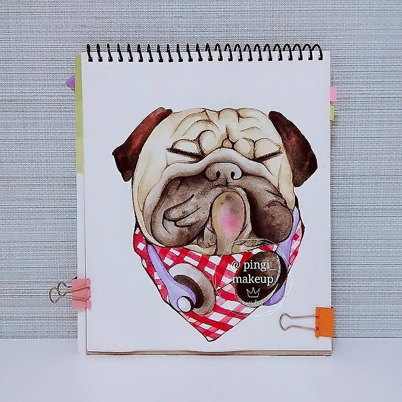 Dog hand-painted Bago cotton canvas / Tote bag canvas bag handbag Tote bag bag lunch bag (spot - กระเป๋าถือ - ผ้าฝ้าย/ผ้าลินิน ขาว