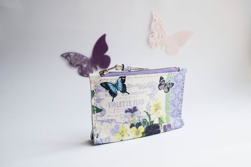 Handmade Leather Purple Butterfly Coin Purse - Coin Purses - Genuine Leather Multicolor