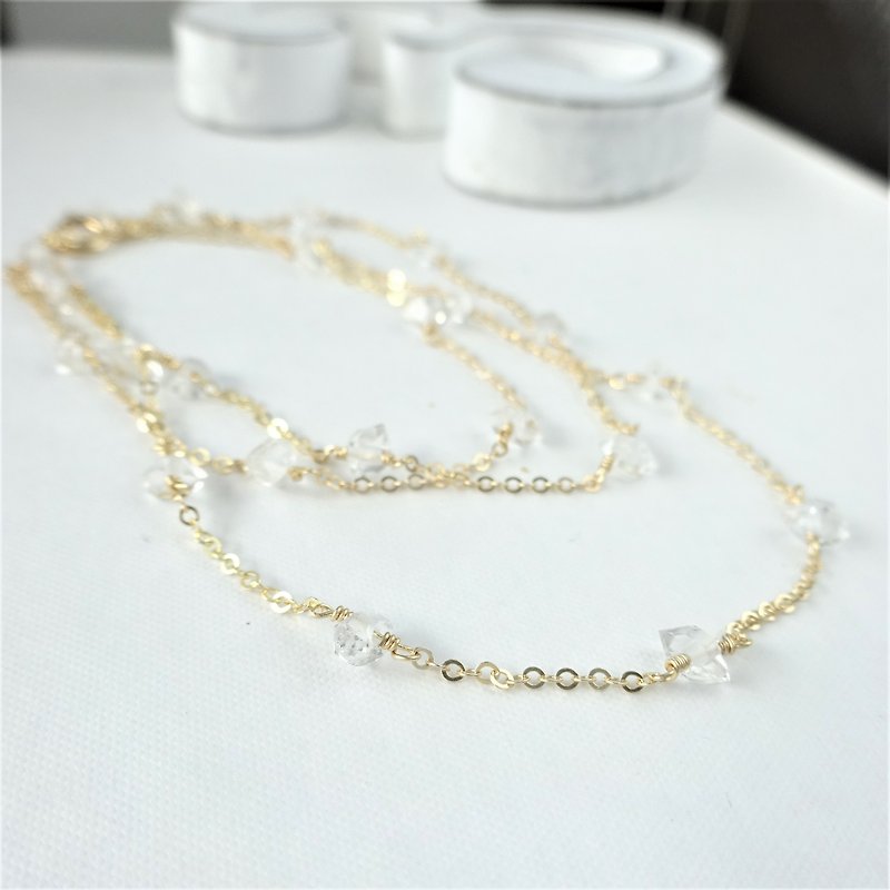 14kgf*AAA Herkimerdiamond rough rock station necklace - ネックレス - 宝石 透明
