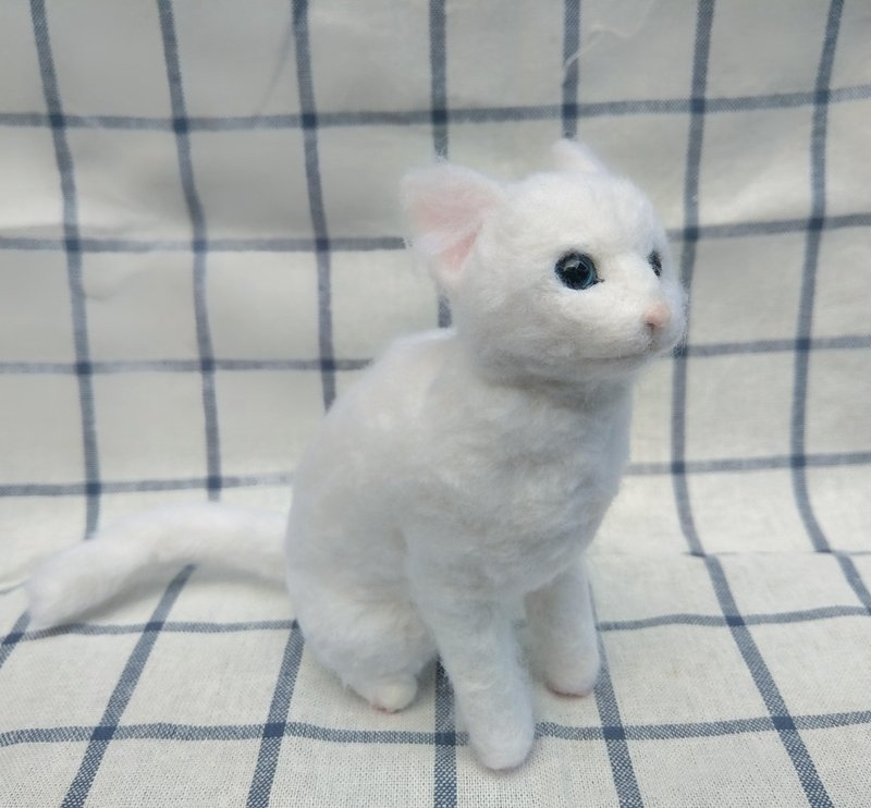 Needle Felt Pet Cat - White Cat Portrait Commemorate (Custom-made) - อื่นๆ - ขนแกะ ขาว