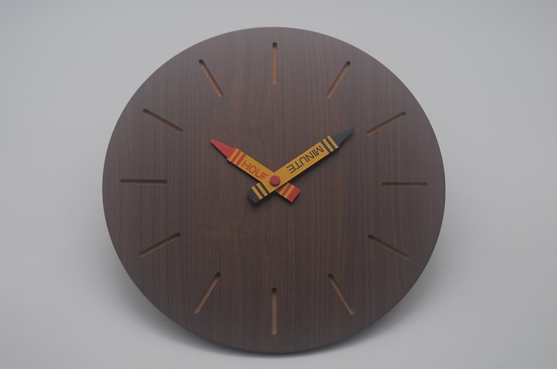 Round - 書房蠟筆旋轉數字掛鐘 刻度 靜音 時鐘 (木製品) 咖啡 - 時鐘/鬧鐘 - 木頭 咖啡色