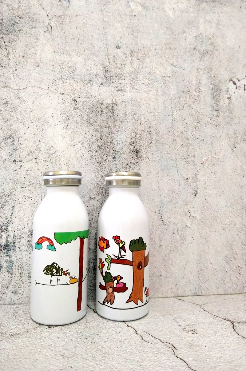 (客製商品)塗鴉304不銹鋼真空保溫牛奶瓶 350ML - 保溫瓶/保溫杯 - 不鏽鋼 多色