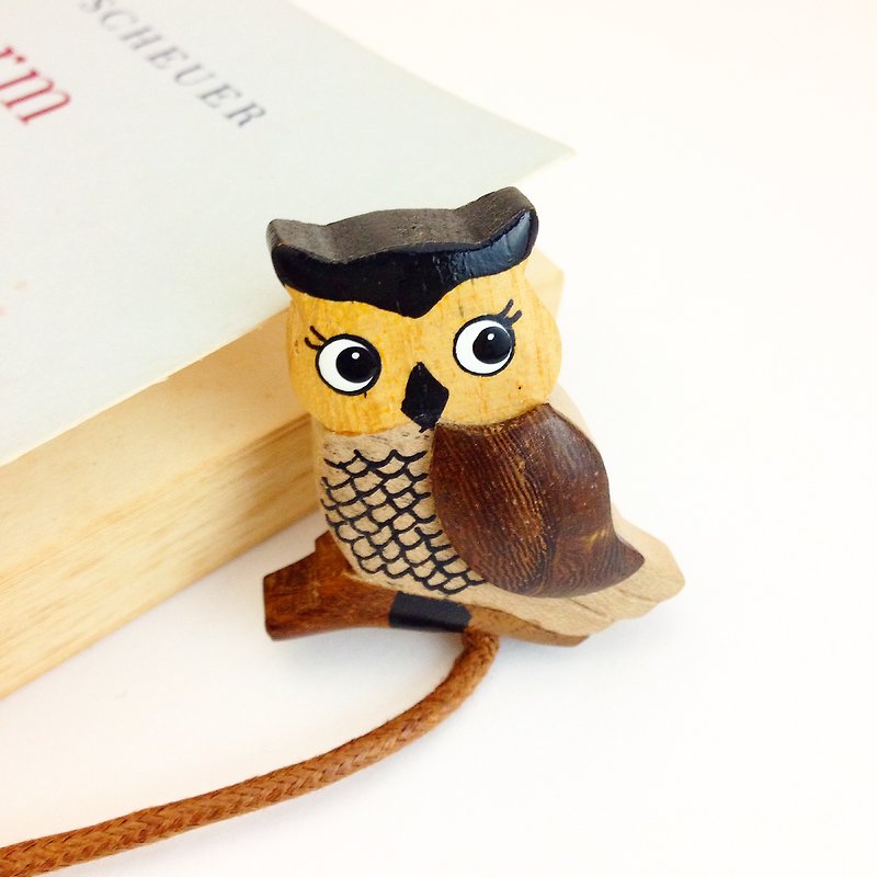 Handmade wooden owl [x] Leather bookmark ✦ May - ที่คั่นหนังสือ - ไม้ สีนำ้ตาล