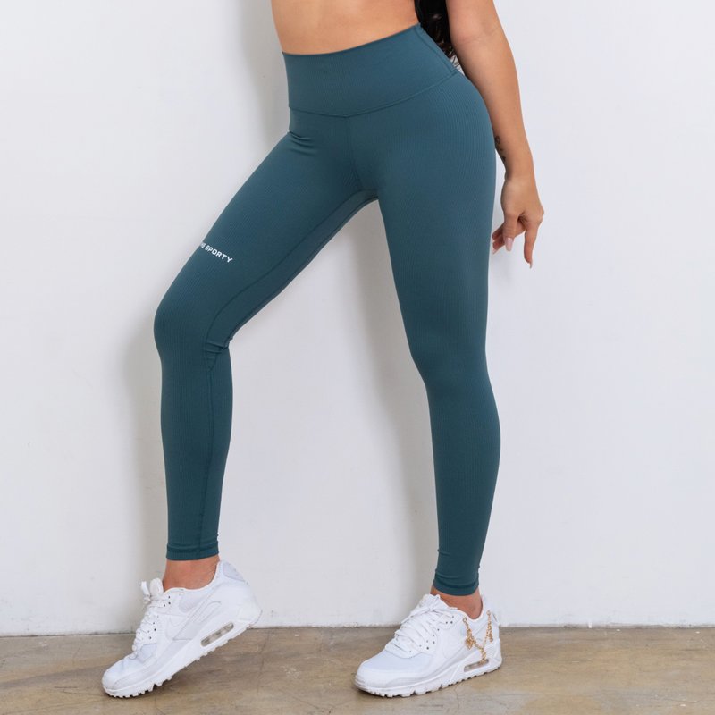 AM ME Perfect Shape Rib sport pants (Deep Blue Green) - กางเกงวอร์มผู้หญิง - เส้นใยสังเคราะห์ 