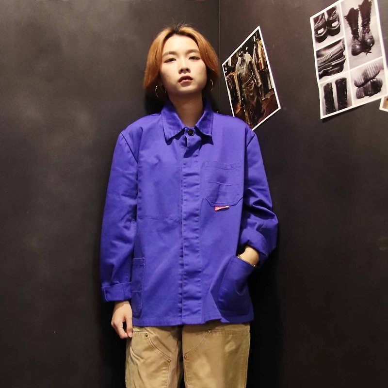 Tsubasa.Y Antique House A01 Work Shirt, Work Shirt Blue Collar Blue Jacket - เสื้อเชิ้ตผู้ชาย - วัสดุอื่นๆ 
