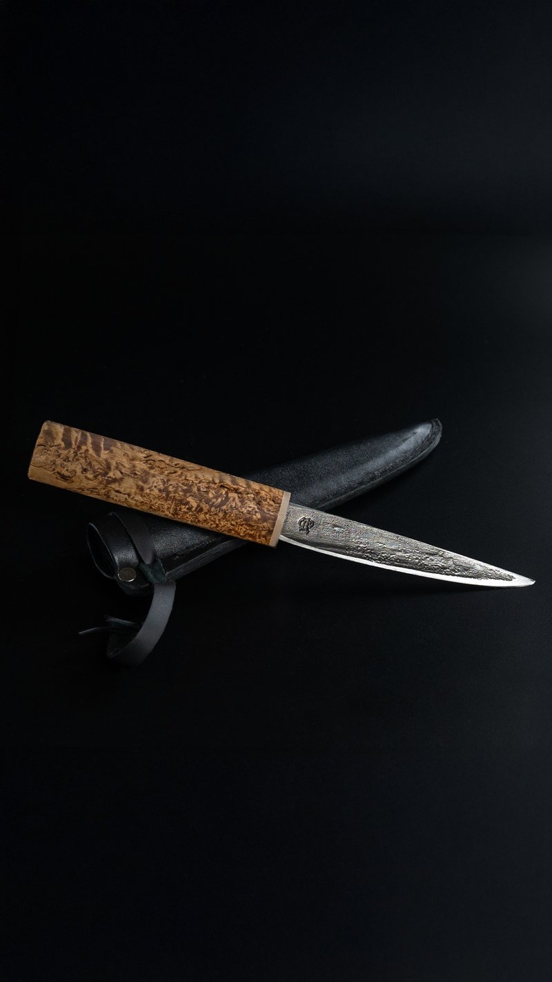 本物のヤクートナイフ 130mm、ロシア極北からのユニークなギフト、ハンターへの贈り物 - 包丁・ナイフスタンド - 金属 