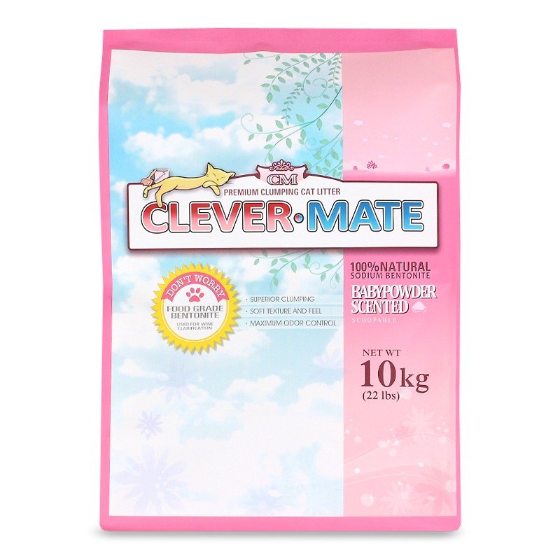 【CLEVER-MATE】PREMIUM CLUMPING CAT LITTER-BABYPOWDER SCENTED (10kg) - Cleaning & Grooming - Other Materials Pink