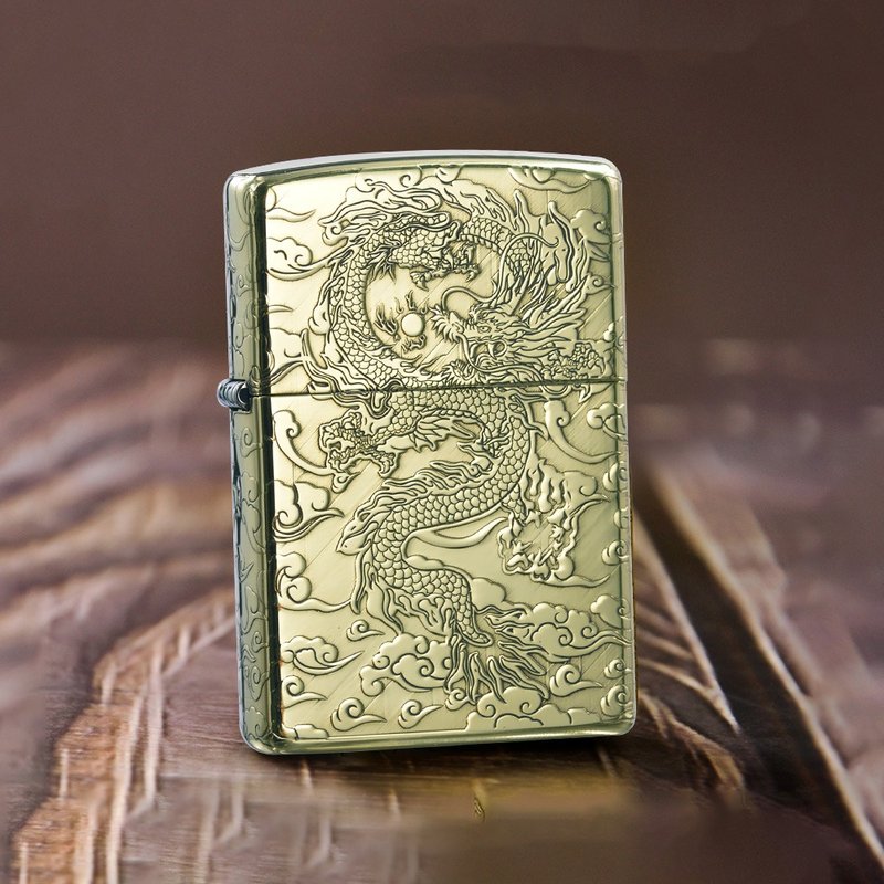 【ZIPPO官方旗艦店】金祥雲龍-常規款防風打火機 Z-053 - 其他 - 銅/黃銅 金色