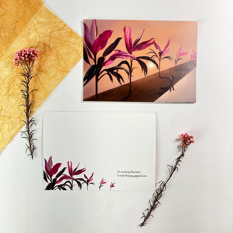 Illustration Card - Pink Grass - Cards & Postcards - Paper Pink