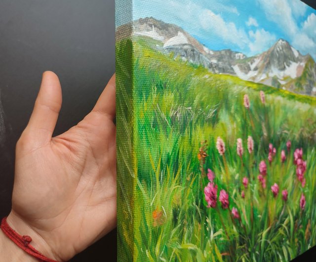 花卉植物 山の風景画、手描きのアート、花の絵 - ショップ