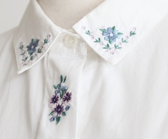 European and American flower embroidery collar loose cotton remake