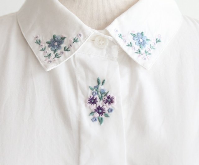 European and American flower embroidery collar loose cotton remake