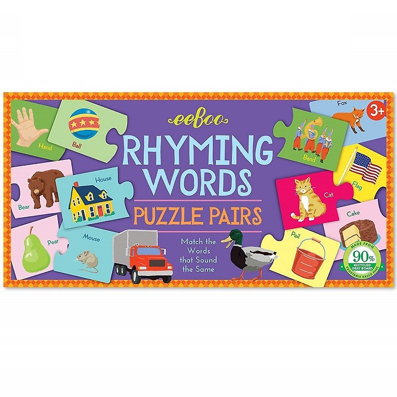 eeBoo Matching Puzzle - RV Rhyming Words Puzzle Pairs Rhyming Words Puzzle Pairs - เกมปริศนา - กระดาษ หลากหลายสี