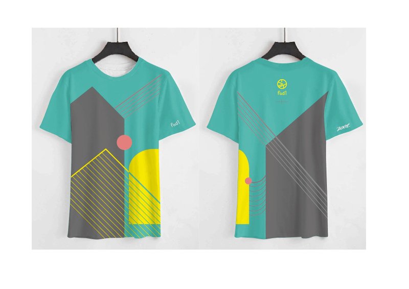 山脈幾何機能T-Shirt—男 - 男 T 恤 - 聚酯纖維 黃色