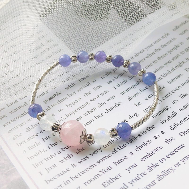 Crystal Bracelet Bangle elastic pink - สร้อยข้อมือ - คริสตัล สีน้ำเงิน