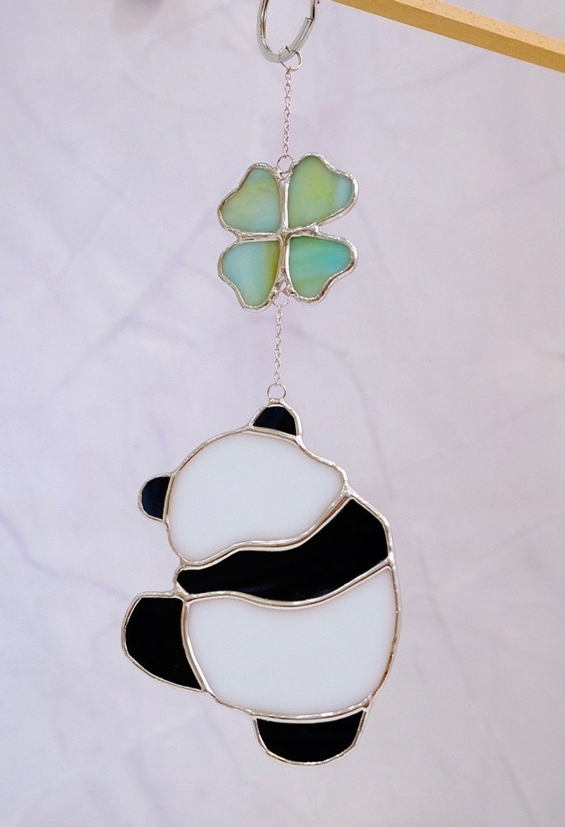 Lucky Clover Panda Wind Chime - Items for Display - Glass 