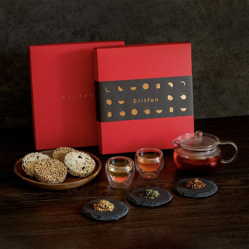 【Elitfun】茶暖米香禮盒・中秋禮盒 - 茶葉/茶包 - 紙 紅色