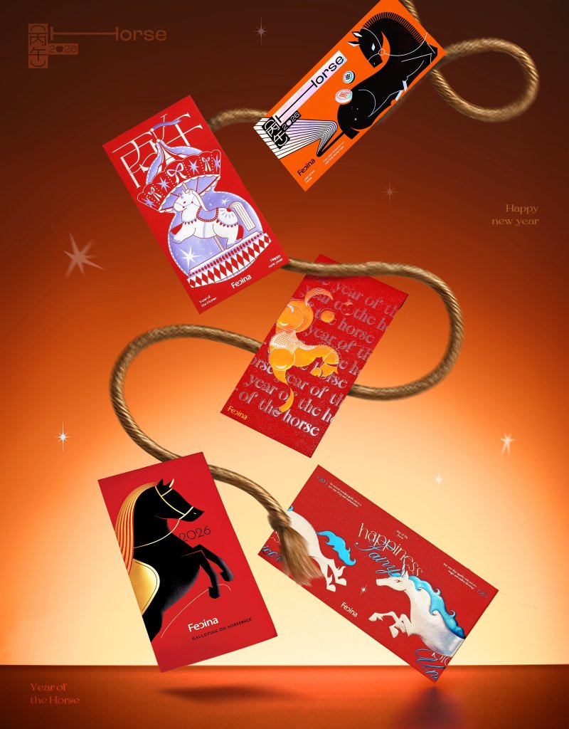 【2026新年燙金紅包】馬年設計款-五款一組 - 紅包袋/春聯 - 紙 紅色