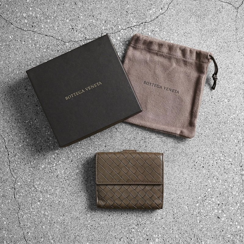 Bottega Veneta古董短夾 / 古董皮夾、古董錢包、古董精品、二手 - 錢包/皮夾/長短夾 - 真皮 灰色