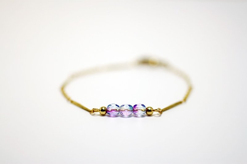 Violet simple geometric modeling natural stone brass bracelet - สร้อยข้อมือ - แก้ว สีม่วง